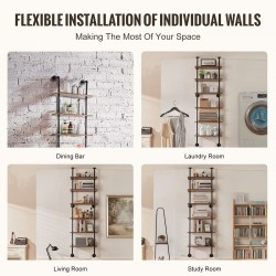 Seinään kiinnitettävä hylly galvanoitu teräsrunko P2-levyhyllyt 6 tasoa 610x255x2120 mm