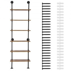 Seinään kiinnitettävä hylly galvanoitu teräsrunko P2-levyhyllyt 6 tasoa 610x255x2120 mm