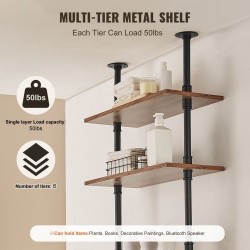 Seinään kiinnitettävä metallinen putkihylly 5 tasoa 610x250 mm teräsrunko