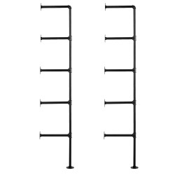 Seinäkiinnitteinen teräsputkihylly viisi tasoa kaksi runkoa kolmesataa millimetriä leveille hyllylevyille