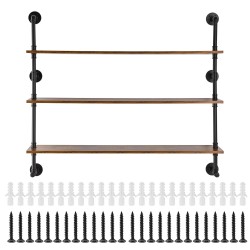 Seinäkiinnitteinen teräsputkihylly 3 tasoa 1220 x 250 mm 14 kg kantavuus