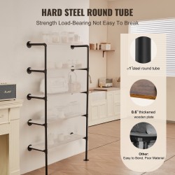 Seinäkiinnitteinen putkihylly galvanoitu teräs 5 tasoa 2 kpl musta