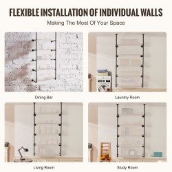 Seinäkiinnitteinen putkihylly galvanoitu teräs 5 tasoa 2 kpl musta