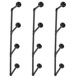 Putkihylly teräs seinäkiinnitteinen 4 kerroksinen 3 osainen 300 mm leveälle musta