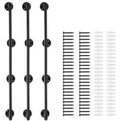 Putkihylly teräs seinäkiinnitteinen 4-kerroksinen 3-osainen 300 mm leveälle musta