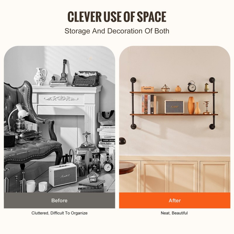 Seinäkiinnitteinen putkihylly kahdella tasolla P2-levy 1220 millimetriä leveä galvanoitu teräsputki musta