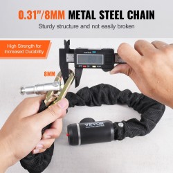 Polkupyörän ketjulukko metalliteräs 880 mm 8 mm avainlukko 2 avainta