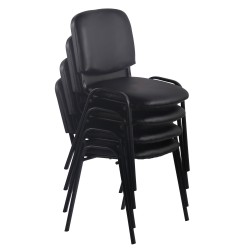 4 kpl pinottavat ken-vierailutuolit pehmustetulla istuimella mustalla jalustalla