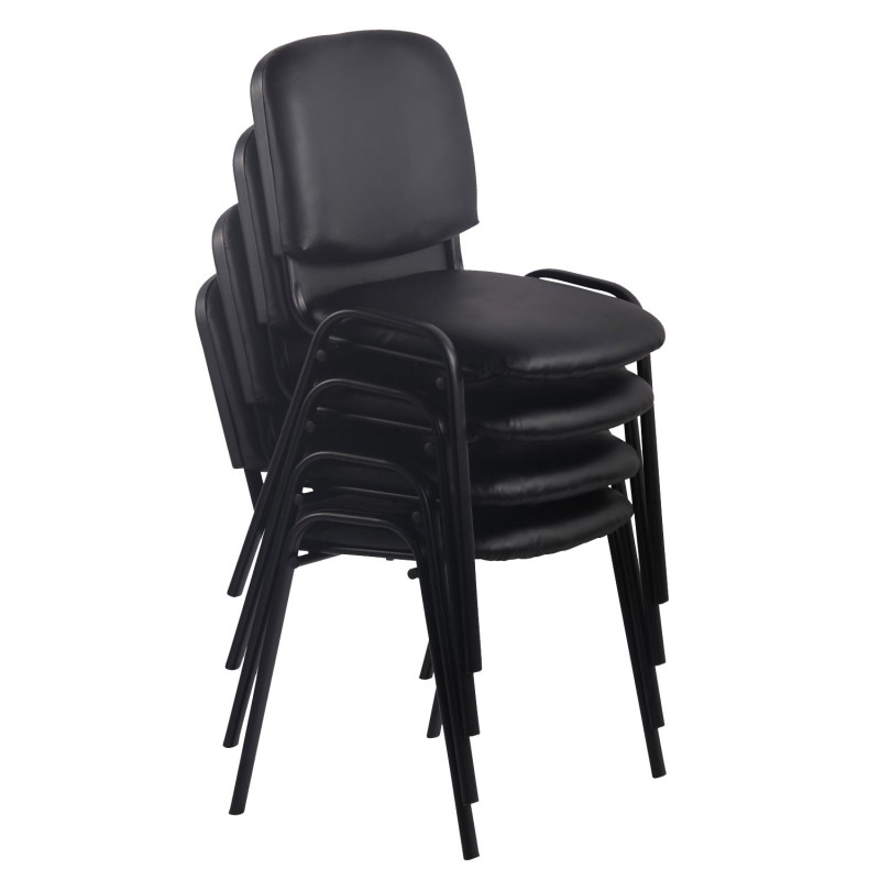 4 kpl pinottavat ken-vierailutuolit pehmustetulla istuimella mustalla jalustalla