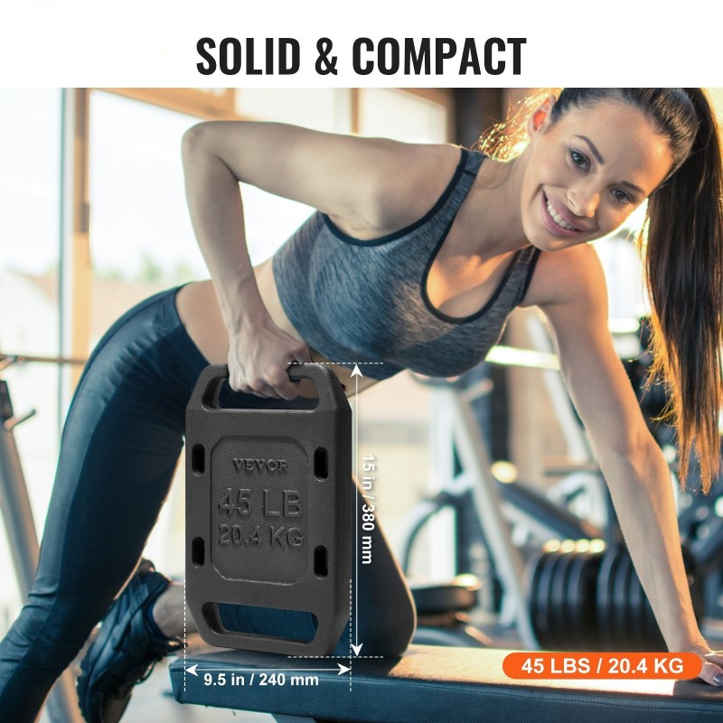 Valurautainen ruck-levy 20,4 kg 380x240x44 mm musta 1 levy reppuun