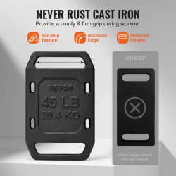 Valurautainen ruck-levy 20,4 kg 380x240x44 mm musta 1 levy reppuun