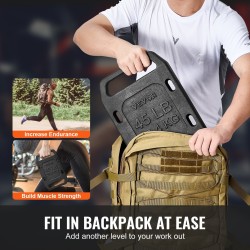 Valurautainen ruck-levy 20,4 kg 380x240x44 mm musta 1 levy reppuun