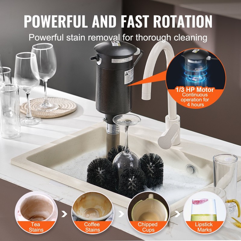 Lasinpesukone sähkökäyttöinen 5-harjainen 1200 lasia tunnissa kompakti ruostumaton teräs