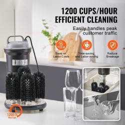 Sähköinen lasinpesukone ruostumaton teräs 5 harjaa 1200 lasia tunnissa 50–70 mm laseille