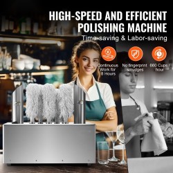 Sähköinen lasinkiillotuskone 8-harjainen 660 kuppia tunnissa lämminilmakuivauksella ammattikeittiöön