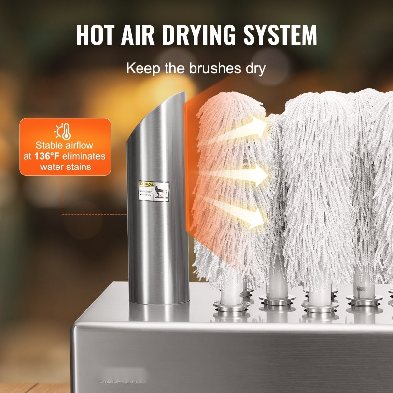 Sähköinen lasinkiillotuskone 8-harjainen 660 kuppia tunnissa lämminilmakuivauksella ammattikeittiöön