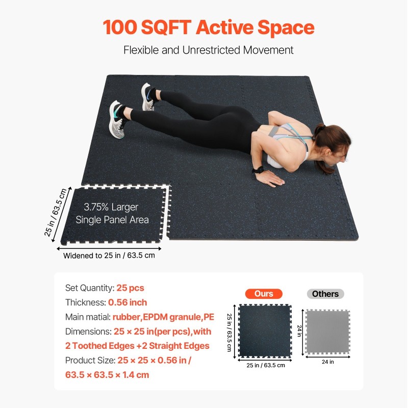 Kuntosalimatot palapelimalliset kumipintaiset EVA-vaahtopohjaiset 25 kpl 610x610 mm 14 mm