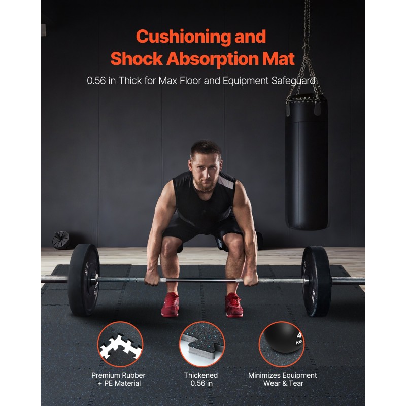 Kuntosalimatot kumipinnalla ja EVA-vaahtopohjalla 14 mm 12 kpl harjoitteluun