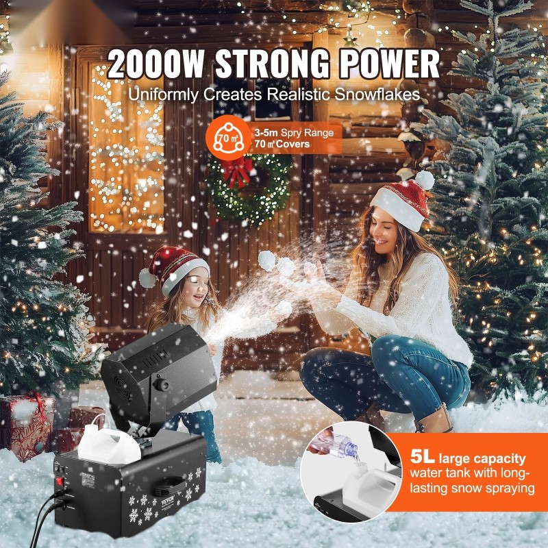 Lumitykki 2000W 5L säiliö 90 asteen heiluri langaton ja langallinen kauko-ohjaus