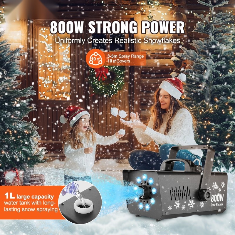 Lumikone 800W 1L teräs ja muovi sisäkäyttöön käsikäyttöinen ripustettava kaukosäädöllä taustavalolla