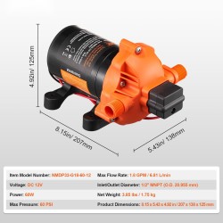 12 voltin kalvopumppu 6,81 l/min säädettävä paine 2,7–6,9 bar 1/2 tuuman MNPT-liitäntä