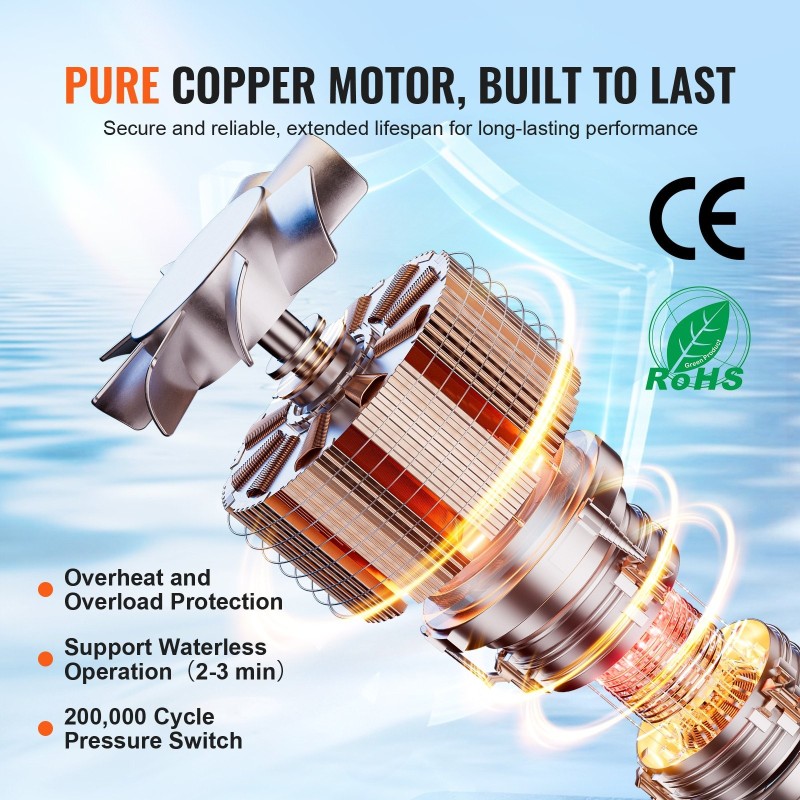 12V painevesipumppu 13,25 l/min 3-kammioinen säädettävä paine 40–100 PSI 1/2 tuuman MNPT-liitännät