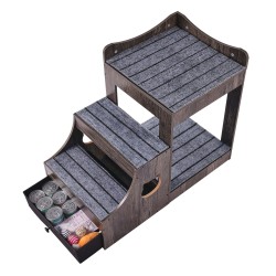 Monitasoinen lemmikkisänky pienille koirille ja kissoille koko S harmaa irrotettavilla portailla säilytystilalla