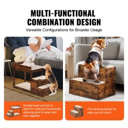 Lemmikkisänky kaksitasoinen portaisilla keskikokoisille sisal ja kaniturisienipehmuste