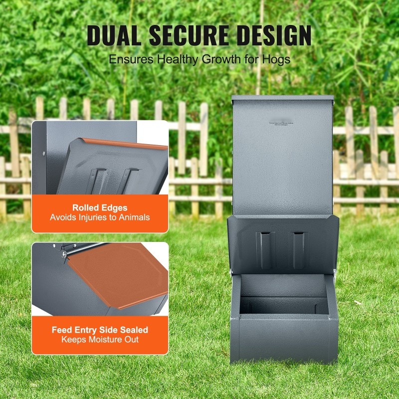 Sikasyöttölaite galvanoidusta teräksestä 2,2 busselin tilavuudella 5 sian ruokintaan