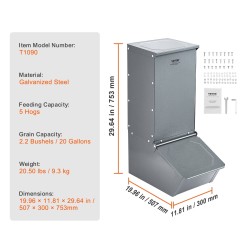 Sikasyöttölaite galvanoidusta teräksestä 2,2 busselin tilavuudella 5 sian ruokintaan