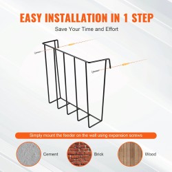 Seinään kiinnitettävä heinäteline hiiliteräs 2 kpl 24 gallonaa