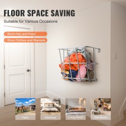 Heinäteline seinäkiinnitteinen hiiliteräksinen 18,5 gallonan kapasiteetilla vuohille hevosille ja lampaille