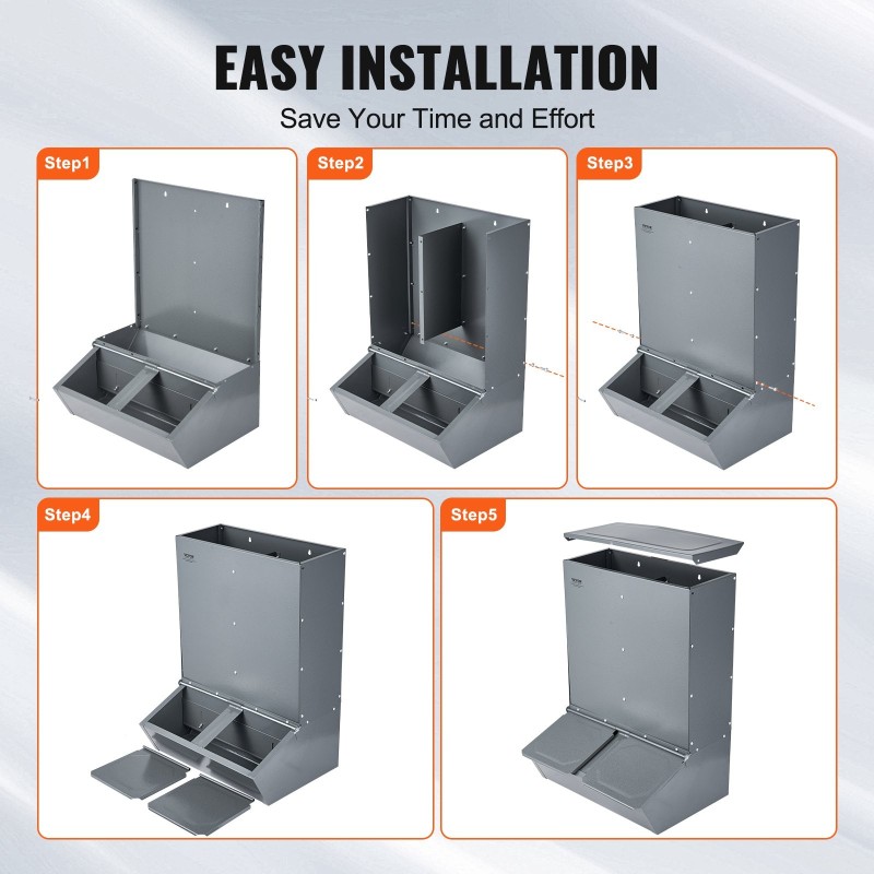 Sikojen ruokintalaite galvanoitua terästä 3,7 bushelia 8 sian ruokintaan ulkokäyttöön