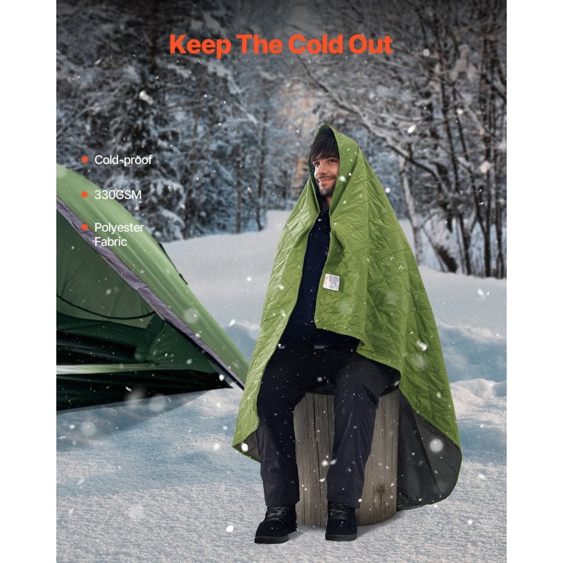 Retkeilyviltti polyesterifleece 330GSM koko 2,08 m x 1,4 m PU1500 ulkoiluun