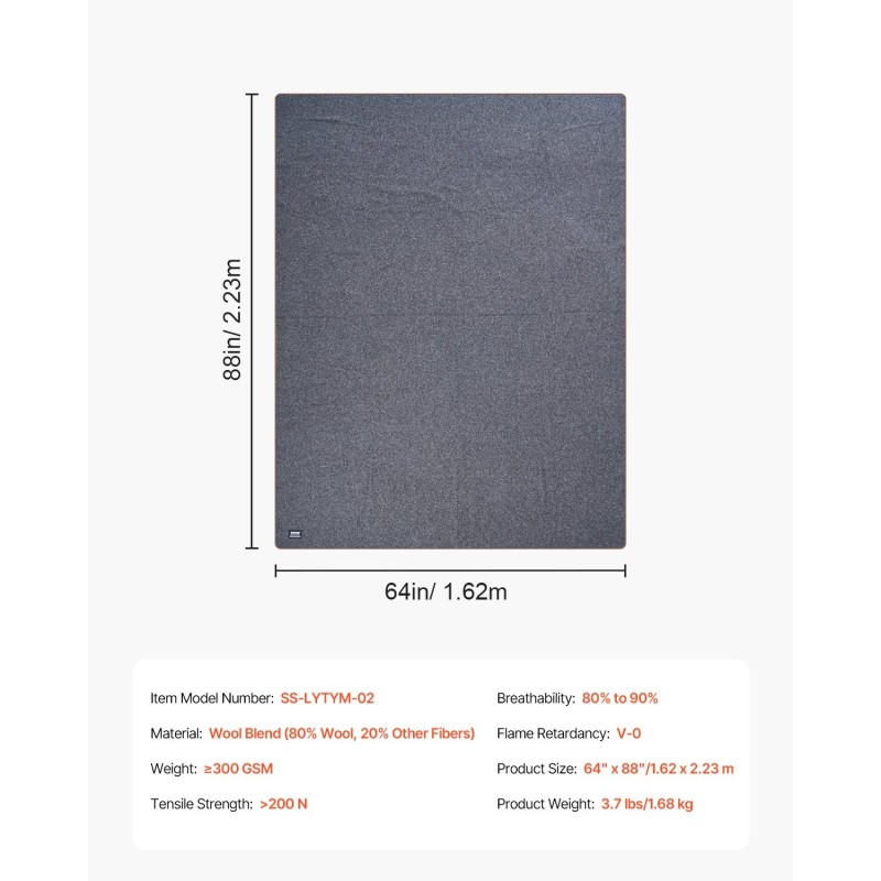 Villahuopa villasekoite 1,62 m x 2,23 m leirikäyttöön V-0