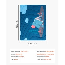 Retkeilyviltti puettava polyesterikuitu 1,9 x 1,32 m vettähylkivä PU1500 kuvioitu