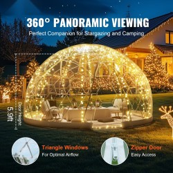 Kupoliteltta läpinäkyvä 0,3 mm PVC 365,8 cm halkaisija 2,19 m korkeus