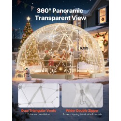 Kupoliteltta PVC läpinäkyvä 4570 x 2900 mm 4–7 henkilölle pihalle