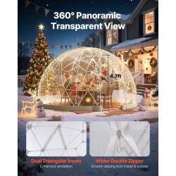 Kupoliteltta PVC-muovi geodeettinen 290×175 cm 2–4 henkilölle läpinäkyvä