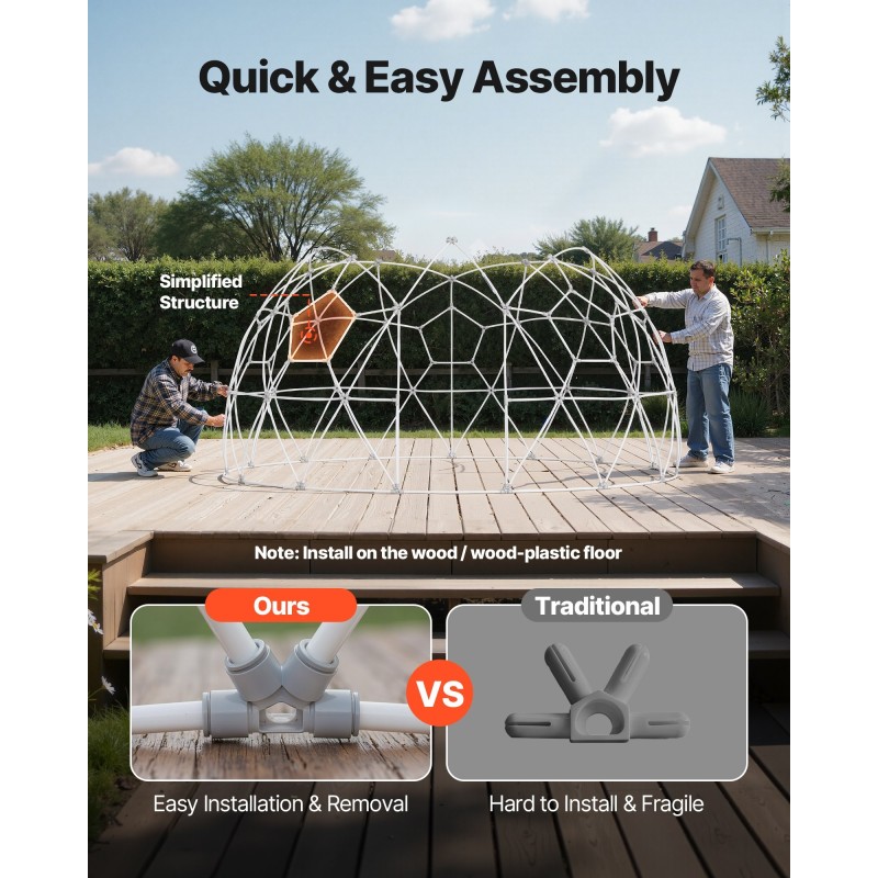 Kupoliteltta PVC-muovi geodeettinen 290×175 cm 2–4 henkilölle läpinäkyvä