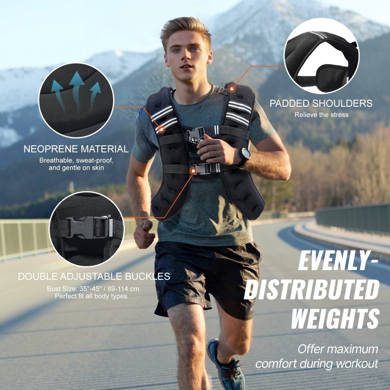 Neopreeninen 13,8 kg painoliivi säädettävä 89–114 cm heijastava raita