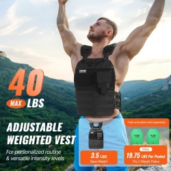 Painoliivi säädettävä 3,5–40 paunaa 1000D nailon musta miehille ja naisille