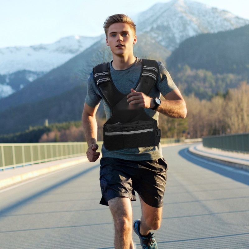 Painoliivi musta neopreeninen säädettävä 5–9,1 kg 6 painopussia juoksuun