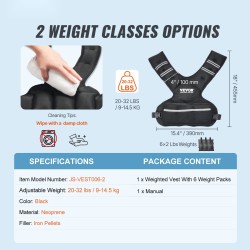 Neopreeninen painoliivi säädettävä 20–32 paunaa 6 rautapussia pehmustetut olkahihnat heijastavat yksityiskohdat