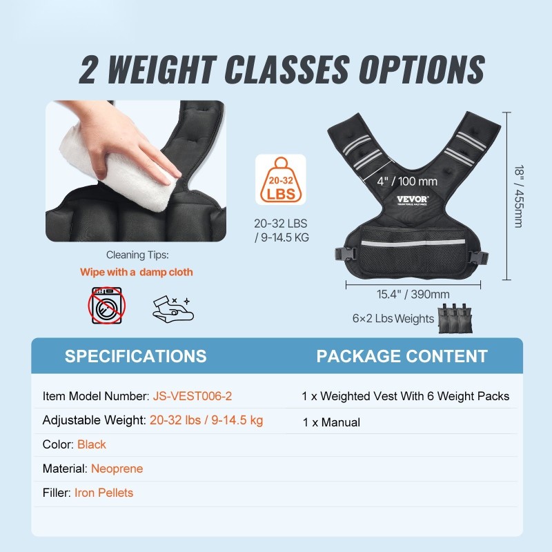 Neopreeninen painoliivi säädettävä 20–32 paunaa 6 rautapussia pehmustetut olkahihnat heijastavat yksityiskohdat