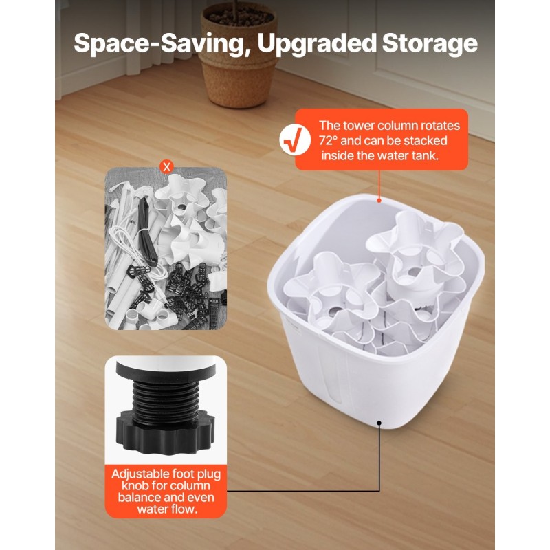 Vesiviljelytorni kuusi kerrosta kolmekymmentä kasvupaikkaa kahdenkymmenen litran säiliö polypropeeni ja ABS-muovi