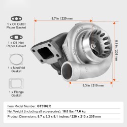 Turboahdin auton moottoreihin 2,5–6,0 l lämmönkestävä siipipyörä pallografiittivalurautarunko tiivistesarja