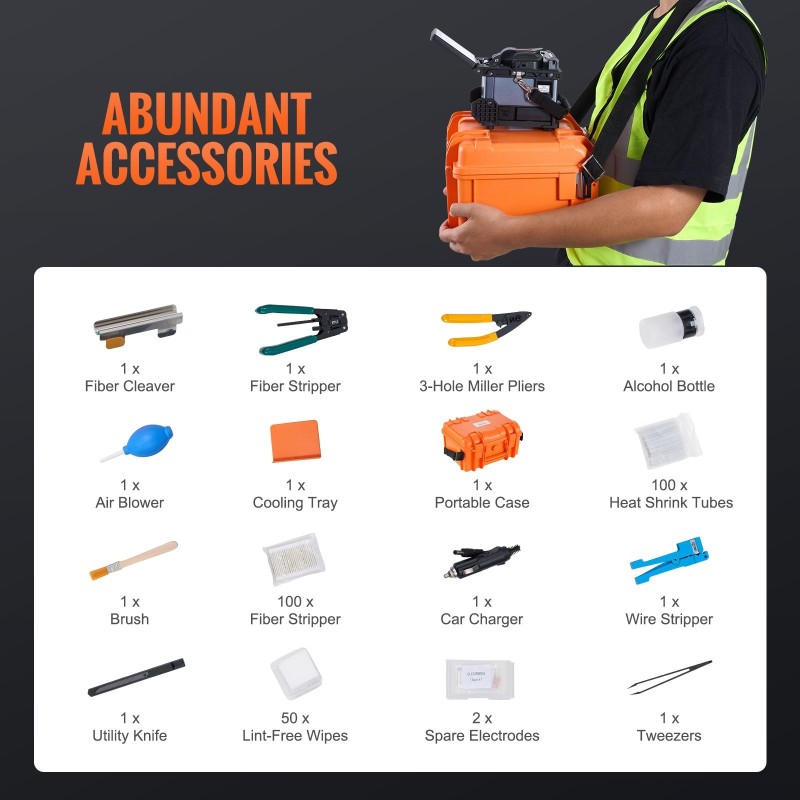 Valokuitujen kuorihitsauslaite ydinkohdistus kuusi moottoria 5-tuumainen näyttö kolmitoiminen kuitupidin 7800 milliampeeritunnin