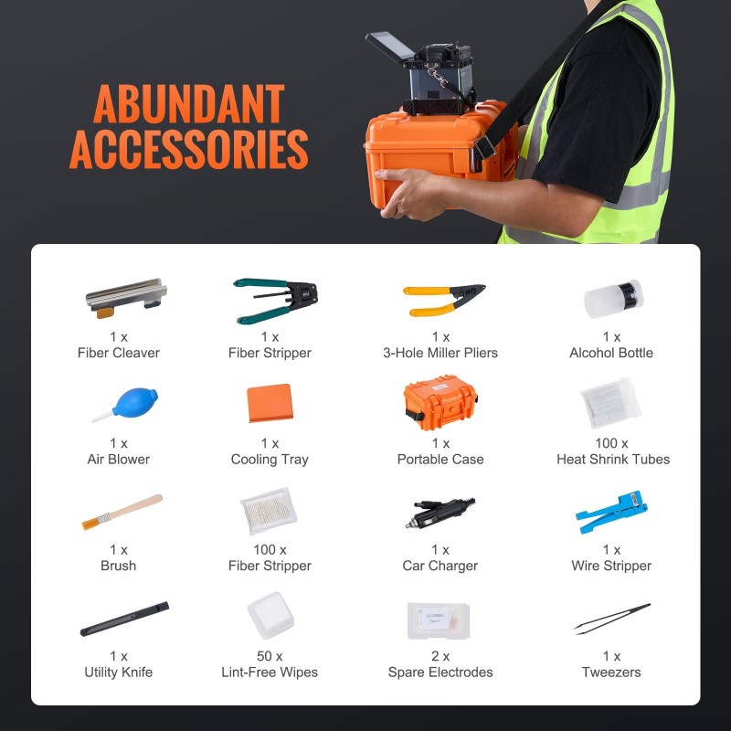 Kuituhitsain ydinkohdistus kuusi moottoria 5-tuumainen kosketusnäyttö kolmitoiminen kuitupidin 7800 mAh akku