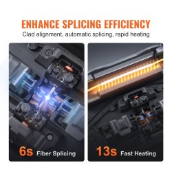 Kuituhitsauslaite vaippakohdistus neljä moottoria 5-tuumainen kosketusnäyttö kolmitoiminen kuitupidike 7800 mAh akku